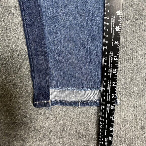 WHBM Jeans Womens 6 Straight Blue 2-Tone Multi‎ Wash Hi Low Raw Hem Cotton Blend - Picture 10 of 15